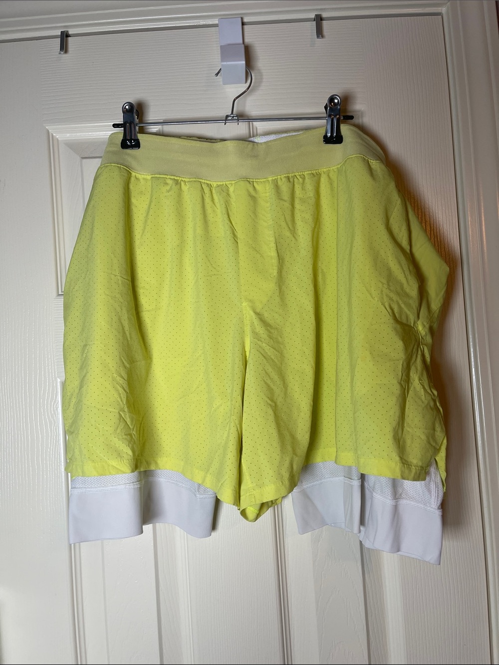 lululemon athletica Neon Yellow Athletic Shorts with White Layered Hem